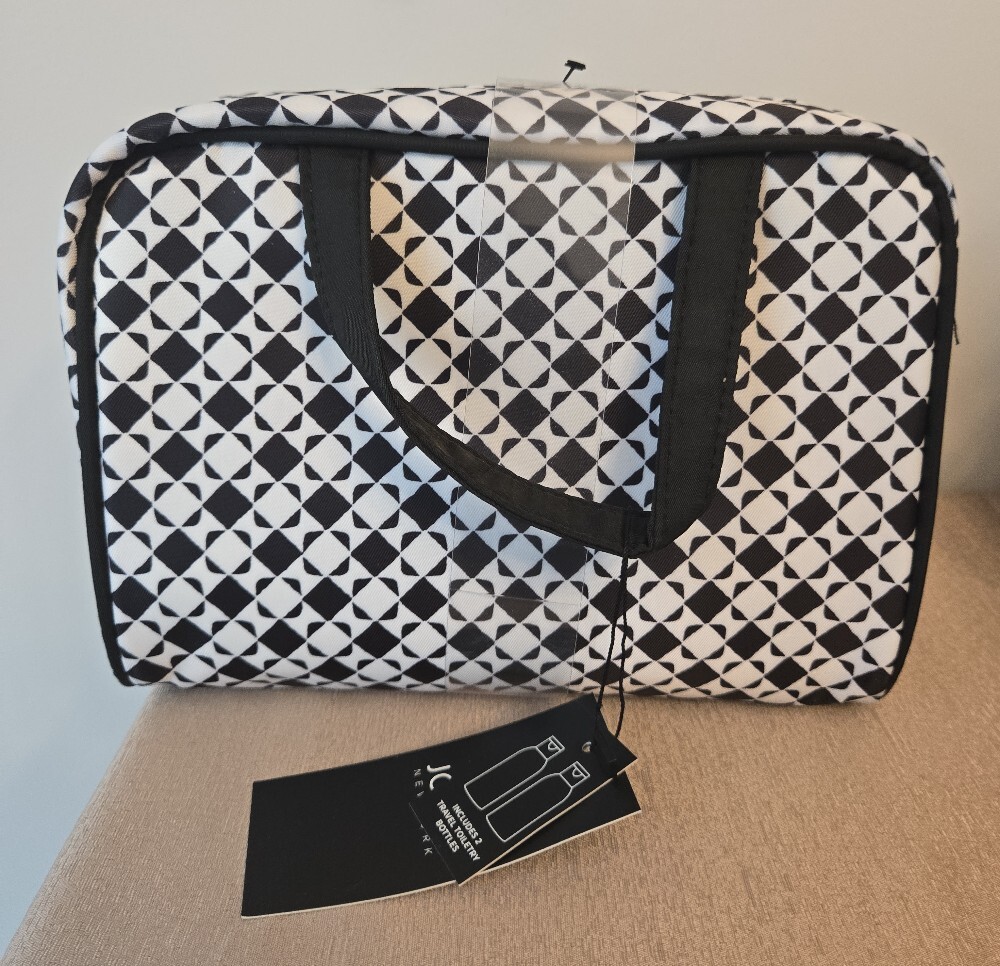 NWT Jones New York 5-Piece Travel Cosmetic Bag Set Black White TSA Toiletry Orga - Picture 7 of 11